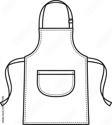 Chef kitchen cooking baking apron vector illustration outline template design