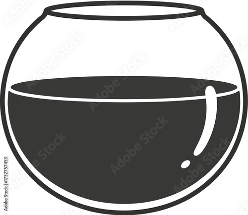 Illustration of a fishbowl with liquid inside design element for web use