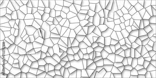 Abstract Voronoi Pattern Background with Black Outlines and Soft Shadows on White texture geometric