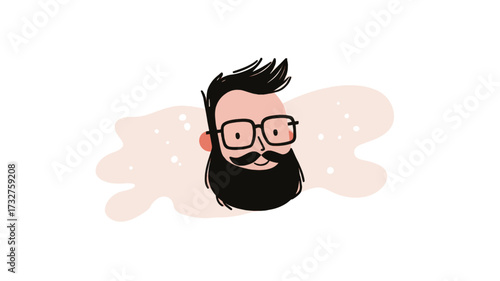 Minimalist beard and glasses hipster style icon vector illustration celebrating International Men’s Day modern male identity.
