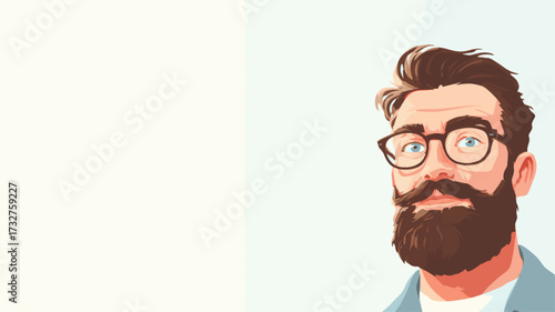 Minimalist beard and glasses hipster style icon vector illustration celebrating International Men’s Day modern male identity.