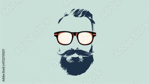Minimalist beard and glasses hipster style icon vector illustration celebrating International Men’s Day modern male identity.
