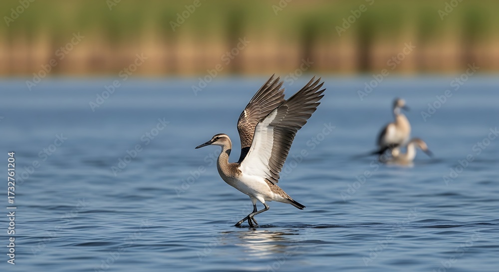 Obraz premium Bird Taking Flight Over Water.
