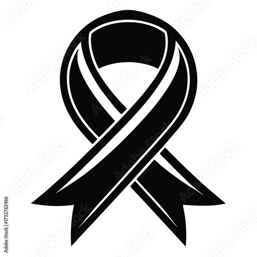 Monochrome awareness ribbon symbol conveys solidarity, hope, and commitment to social change and advocacy