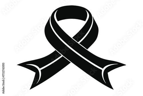 Symbolic black awareness ribbon showcases support and solidarity in a stark, striking representation