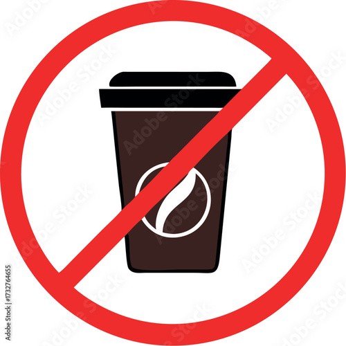 Crossed out disposable coffee cup vector, no coffee allowed, hot drinks prohibited vector illustration