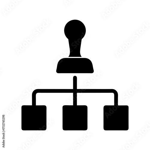 Hierarchical organizational chart displaying management and reporting structures clearly visible black and white