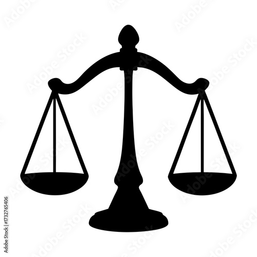 Black and white image of the scales of justice in silhouette style
