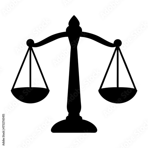 Elegant black and white depiction of scales of justice symbol with balance