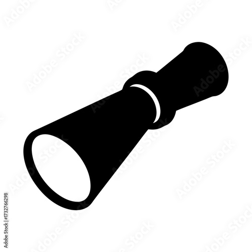 Simple Black Silhouette of a Nautical Telescope Used for Long Distance Viewing
