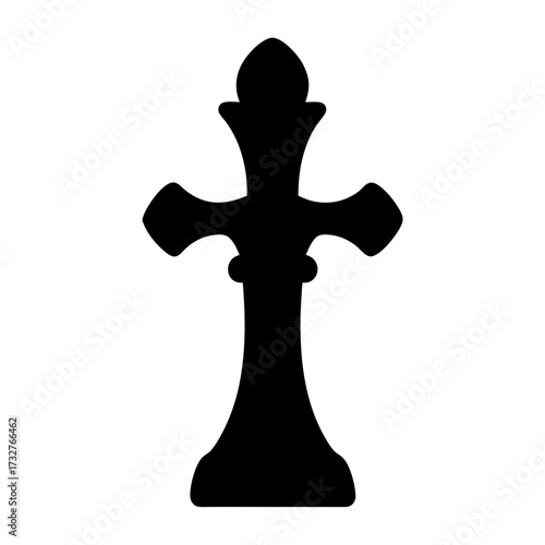 Silhouette of a queen chess piece in striking black and white image