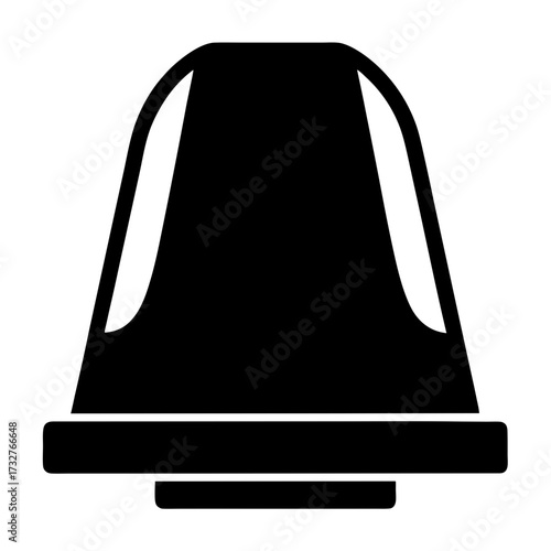 Black notification bell icon with curved handles and square base