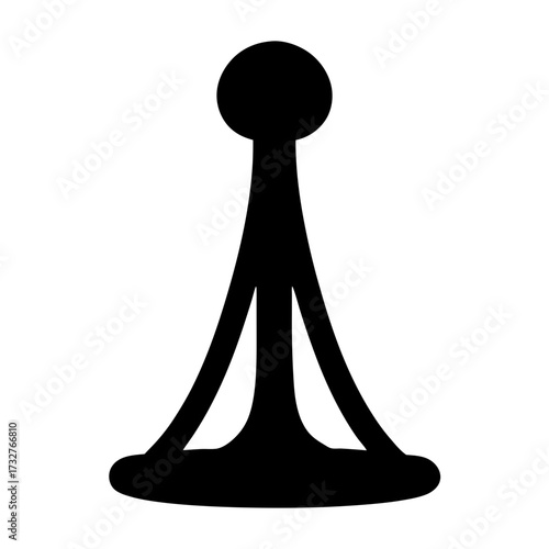 Minimalist illustration of a black pawn chess piece on a white background