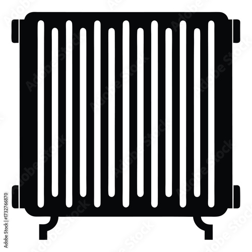 Black radiator icon shows a simple style with white spaces in the middle