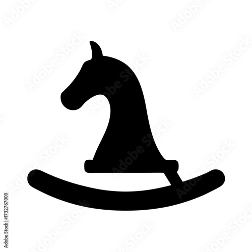A classic silhouette of a rocking horse toy for children playtime