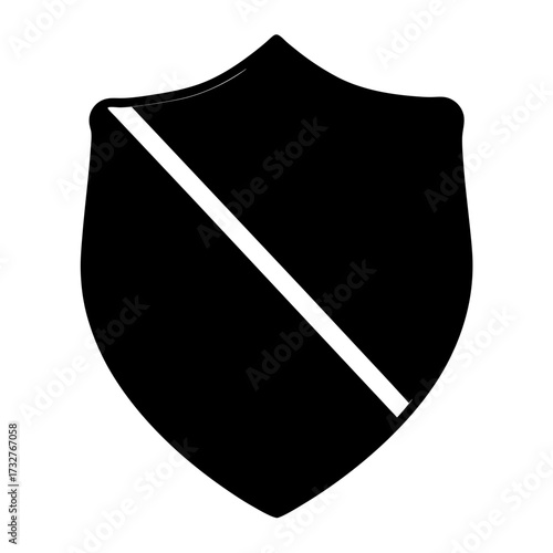 Black shield with a white diagonal stripe, heraldic representation
