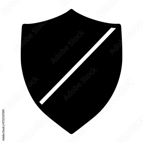 Simple heraldic shield emblem with a bend sinister, minimalist vector design