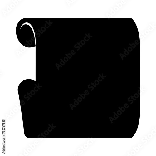 Black silhouette of an ancient scroll, ready to convey old stories and secrets