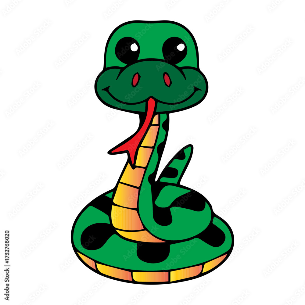 Fototapeta premium Cute Cartoon Snake Cub