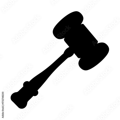 Silhouette of a wooden gavel, symbol of the judiciary system authority