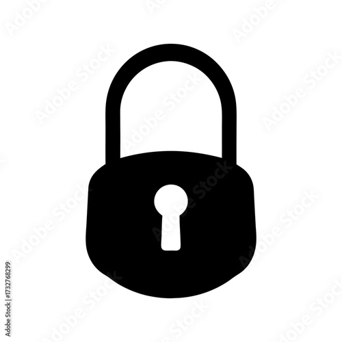Simple black silhouette of a closed padlock, representing security and protection