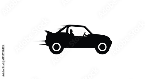 Black Silhouette of a Fast Moving Off Road Vehicle Illustration
