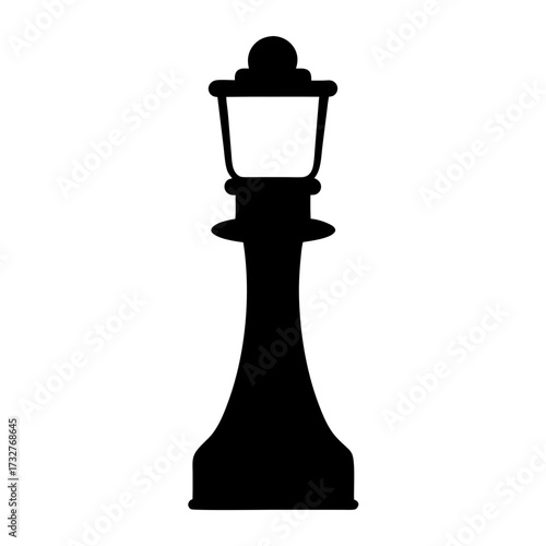 Simple black and white chess queen piece with elegant curved design