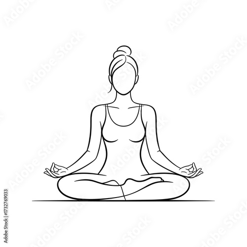 Serene woman in lotus pose meditating calmly sketch style artistic representation