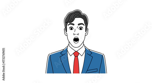 A surprised businessman with wide eyes and open mouth, expressing shock.