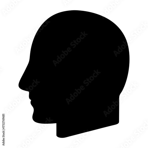 Side View of a Black Human Head Silhouette with Rounded Top Shape
