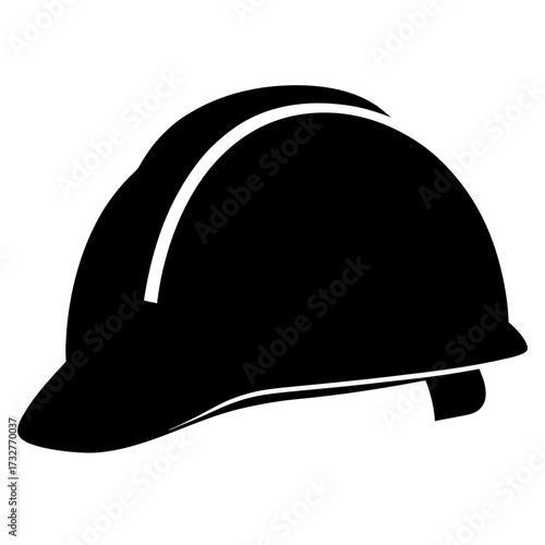 Black and white image of a construction hard hat for safety