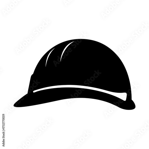 A black and white graphic of a construction worker's safety helmet