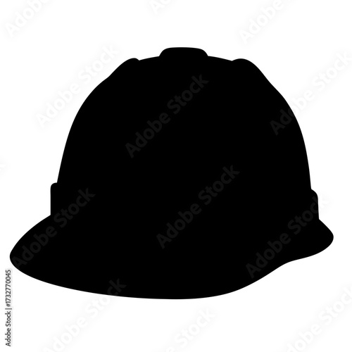Black silhouette of a hard hat commonly used in construction industry