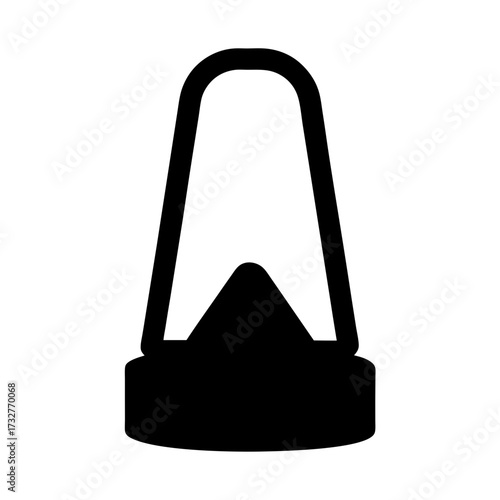 Black and white vector illustration of a stylized traffic pylon