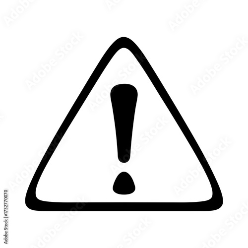 A black and white graphic of an exclamation point warning sign