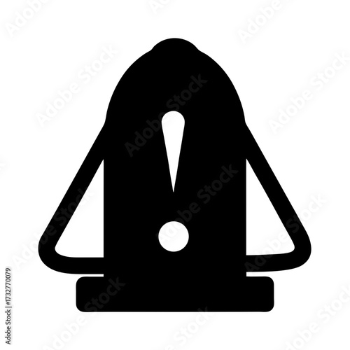 Abstract black and white warning symbol with exclamation point in the center