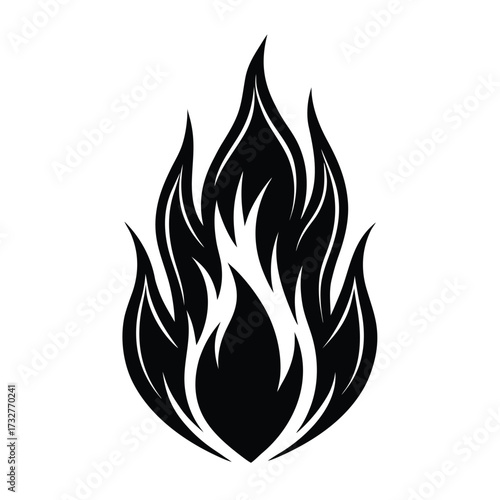 Black stylized flames fire heat