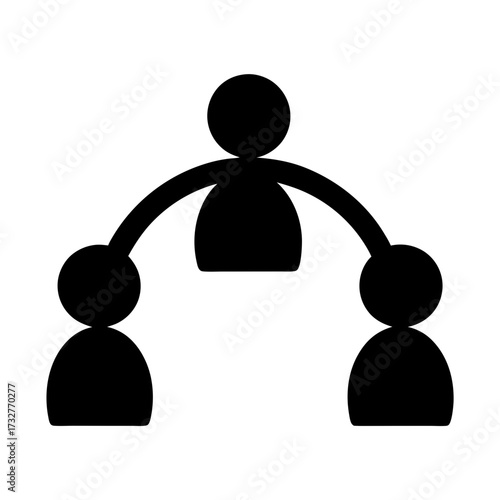 A stylized abstract illustration of a team with a leader above them