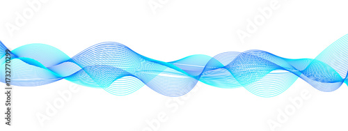 Abstract blue and teal glowing waveform on black background