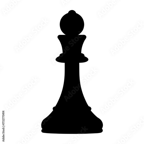 Black Silhouette of a Chess Queen Piece Depicted Against White Background