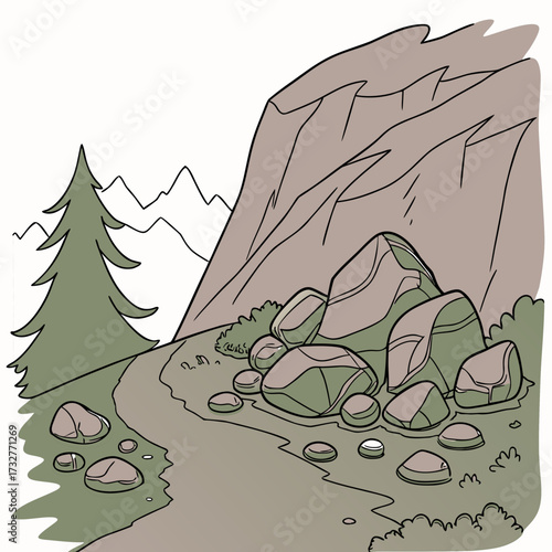 Cartoon grey stone and rock clipart, 3D boulders and pebbles, a pile of rubble and debris, isolated natural landscape elements, and mountain cliff and rocky terrain design. Vector set