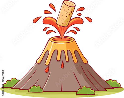 A volcano with its plug blown off, erupting