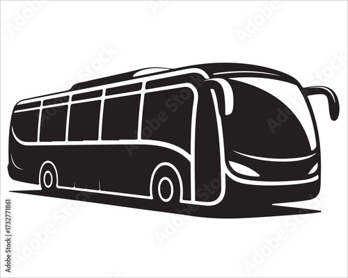Modern bus silhouette vector illustration with streamlined design, passenger transport vehicle template for travel, tourism, public transportation, journey, commute, city service, and automotive conce