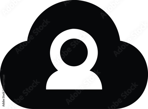 Cloud storage icon representing a user profile or account, signifying personal cloud data storage and online identity management services