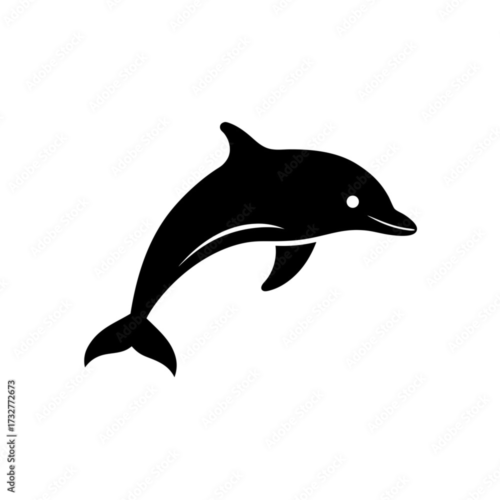 Fototapeta premium dolphin silhouette black vector icon style simple 