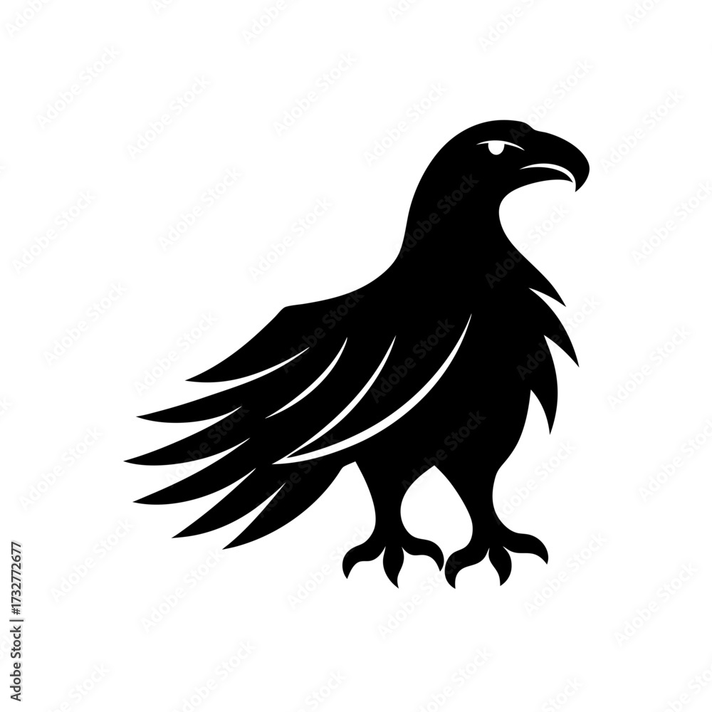 Fototapeta premium eagle silhouette black vector icon style simple sh