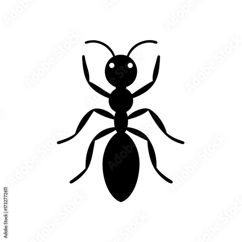 cartoon ant silhouette black vector icon style simple