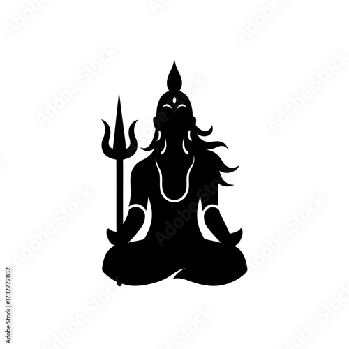 lord shiva silhouette black vector icon style simple