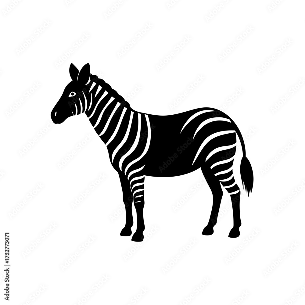 Fototapeta premium Striped Zebra Silhouette Icon