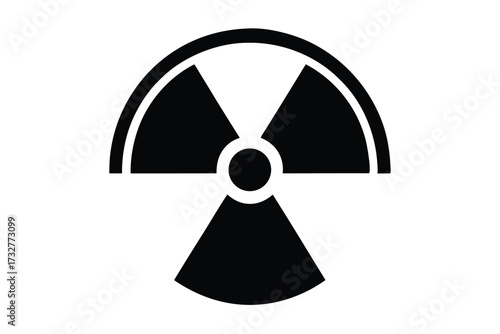 Simple black radioactive hazard symbol indicates harmful radiation on a plain white background
